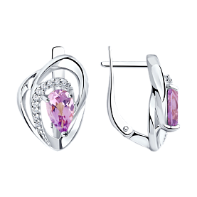 Серьги Diamant - Серебро 925, Аметист, Фианит (арт. 94-320-00630-3)