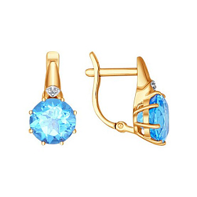 Серьги SOKOLOV - Золото 375, Топаз, Фианит (арт. 37724064)