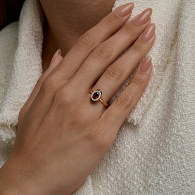 Кольцо SOKOLOV - Серебро 925, Гранат, Фианит (арт. 92014905)