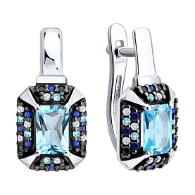 Серьги SOKOLOV - Серебро 925, Топаз, Фианит (арт. 92025390)