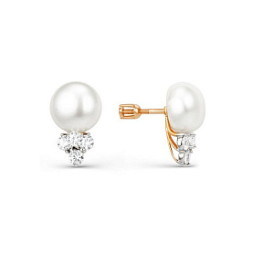Серьги ЮК Гранат - Золото 585, Жемчуг культивированный (арт. 9180806)