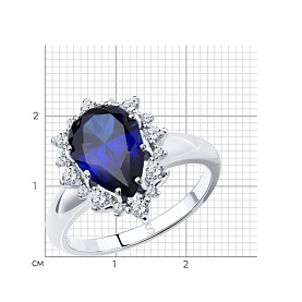 Кольцо SOKOLOV - Серебро 925, Синтетический сапфир , Фианит (арт. 88010017)