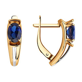 Серьги SOKOLOV - Серебро 925, Синтетический сапфир , Фианит (арт. 88020070)