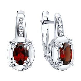 Серьги SOKOLOV - Серебро 925, Гранат, Фианит (арт. 92023287)