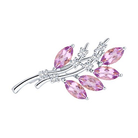 Брошь SOKOLOV - Серебро 925, Аметист, Фианит (арт. 92040011)