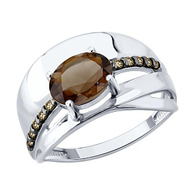 Кольцо SOKOLOV - Серебро 925, Гранат, Фианит (арт. 92014944)