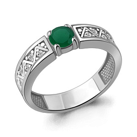 Кольцо Аквамарин - Серебро 925, Агат, Фианит (арт. 6979909А.5)