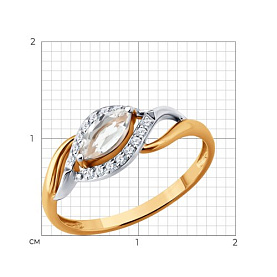 Кольцо SOKOLOV - Золото 585, Горный хрусталь, Фианит (арт. 717351)