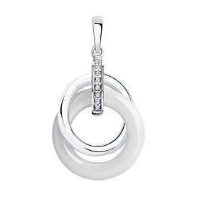 Подвеска SOKOLOV - Серебро 925, Керамика, Фианит (арт. 94032907)