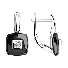 Серьги Diamant - Серебро 925, Керамика, Фианит (арт. 94-120-01278-1)