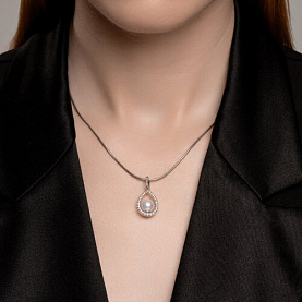 Подвеска SOKOLOV - Серебро 925, Жемчуг синтетический, Фианит (арт. 94033211)