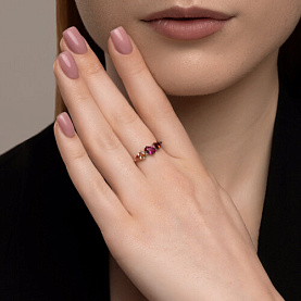 Кольцо SOKOLOV - Серебро 925, Синтетический рубин, Фианит (арт. 94014135)