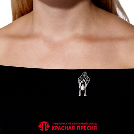 Брошь Красная пресня - Серебро 925, Жемчуг имитация (арт. 13617030)