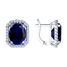 Серьги SOKOLOV - Серебро 925, Синтетический сапфир , Фианит (арт. 88020010)