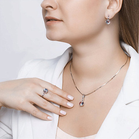 Подвеска SOKOLOV - Серебро 925, Синтетический ситалл , Фианит (арт. 92030547)