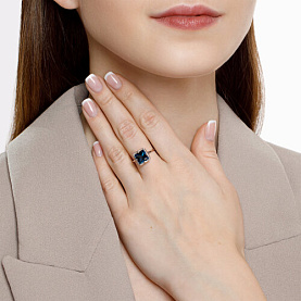 Кольцо SOKOLOV - Золото 585, Топаз лондон, Фианит (арт. 716609-3)