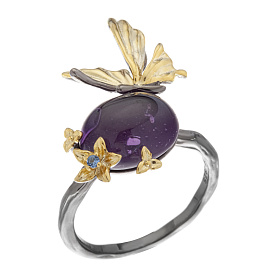 Кольцо Мастер Клио - Серебро 925, Аметист, Синтетическая шпинель (арт. 36К153014)