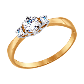 Кольцо SOKOLOV - Золото 375, Фианит (арт. 017493-4)