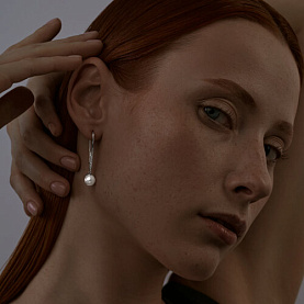 Серьги SOKOLOV - Серебро 925, Жемчуг имитация, Фианит (арт. 94022212)