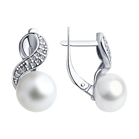 Серьги SOKOLOV - Серебро 925, Жемчуг культивированный, Фианит (арт. 94022592)