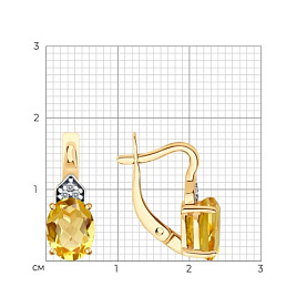 Серьги SOKOLOV - Серебро 925, Фианит, Цитрин (арт. 92023180)