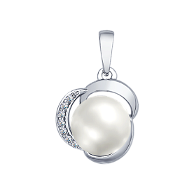 Подвеска SOKOLOV - Серебро 925, Жемчуг имитация, Фианит (арт. 94031872)