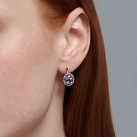 Серьги Diamant - Серебро 925, Аметист, Фианит (арт. 94-320-01999-2)