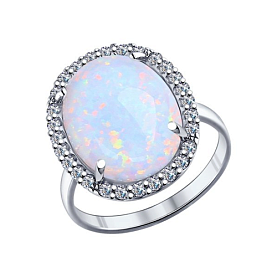 Кольцо SOKOLOV - Серебро 925, Синтетический опал , Фианит (арт. 94011862)
