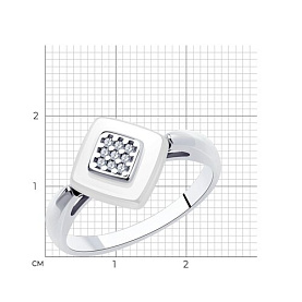 Кольцо Diamant - Серебро 925, Керамика, Фианит (арт. 94-110-01270-2)