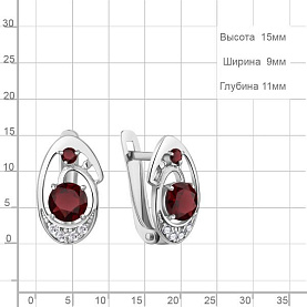 Серьги Аквамарин - Серебро 925, Гранат, Фианит (арт. 4965503А.5)