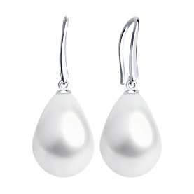 Серьга Diamant - Серебро 925, Жемчуг имитация (арт. 94-123-02347-1)