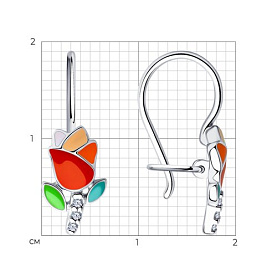 Серьги Diamant - Серебро 925, Фианит, Эмаль (арт. 94-120-01528-1)
