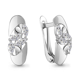 Серьги Аквамарин - Серебро 925, Фианит (арт. 49215.5)