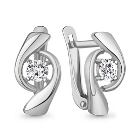 Серьги Аквамарин - Серебро 925, Фианит (арт. 400471А.5)