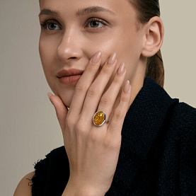 Кольцо SOKOLOV - Серебро 925, Янтарь (арт. 83010305)