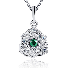 Подвеска Platinum Lab. - Платина 950, Изумруд, Бриллиант (арт. ПП-040И-02)