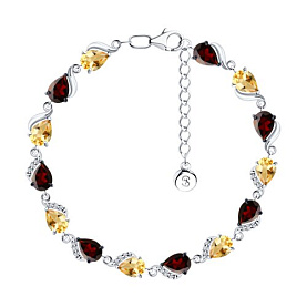 Браслет SOKOLOV - Серебро 925, Гранат, Фианит, Цитрин (арт. 92050162)