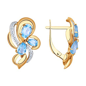 Серьги SOKOLOV - Золото 375, Топаз, Фианит (арт. 37724993)