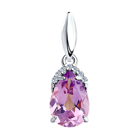 Подвеска SOKOLOV - Серебро 925, Аметист, Фианит (арт. 92030312)