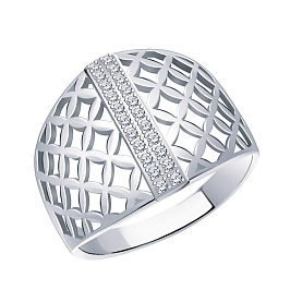 Кольцо Атолл - Серебро 925, Фианит (арт. 11162-925)