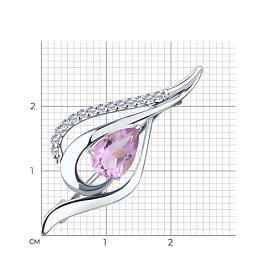 Брошь Diamant - Серебро 925, Аметист, Фианит (арт. 94-340-01045-3)
