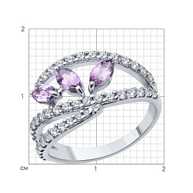 Кольцо SOKOLOV - Серебро 925, Аметист, Фианит (арт. 92014531)
