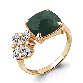 Кольцо Аквамарин - Серебро 925, Агат, Фианит (арт. 6955909.6)