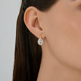 Серьги SOKOLOV - Золото 585, Топаз, Фианит (арт. 729024)