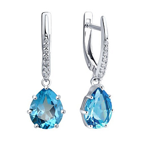 Серьги Diamant - Серебро 925, Топаз, Фианит (арт. 94-321-02059-1)