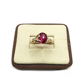 Кольцо Александра - Золото 585, Синтетический рубин, Фианит (арт. кл1421-30)