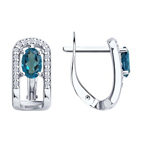 Серьги SOKOLOV - Серебро 925, Топаз лондон, Фианит (арт. 92025335)