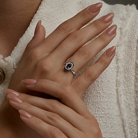 Кольцо SOKOLOV - Серебро 925, Топаз лондон, Фианит (арт. 92014904)