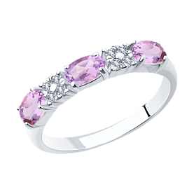 Кольцо SOKOLOV - Серебро 925, Аметист, Фианит (арт. 92011282)