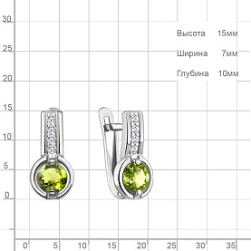 Серьги Аквамарин - Серебро 925, Фианит, Хризолит (арт. 4797007А.5)